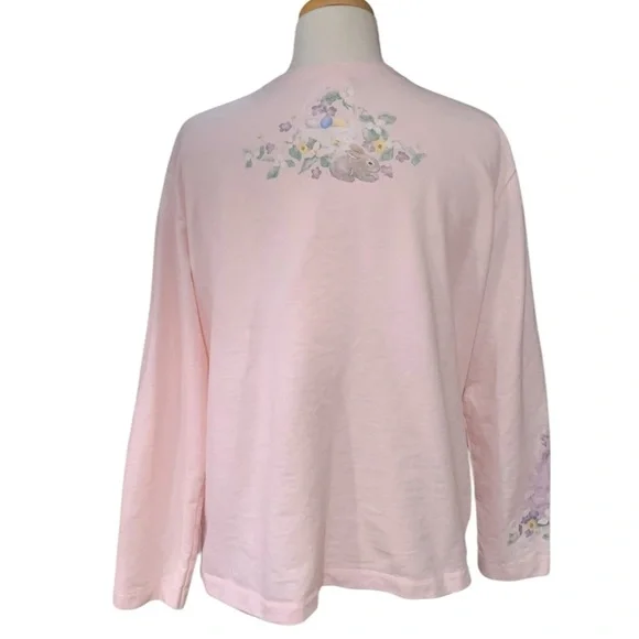 Vintage Y2K light pink Easter/spring bunny button up lightweight shirt size L - Picture 4 of 6